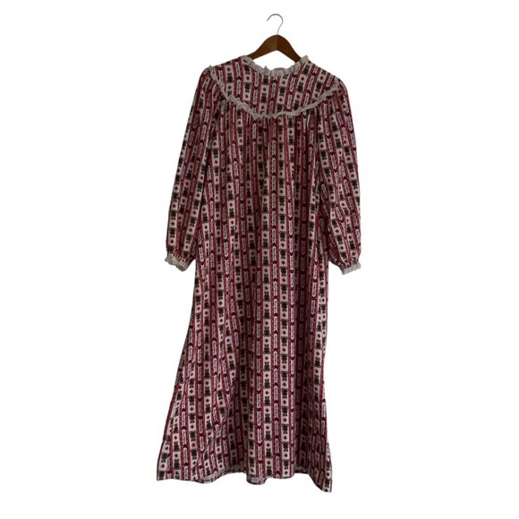 Lanz of Salzburg Flannel Teddy Bear Nightgown Sz M Grannycore Winter Novelty Vtg - Picture 3 of 14